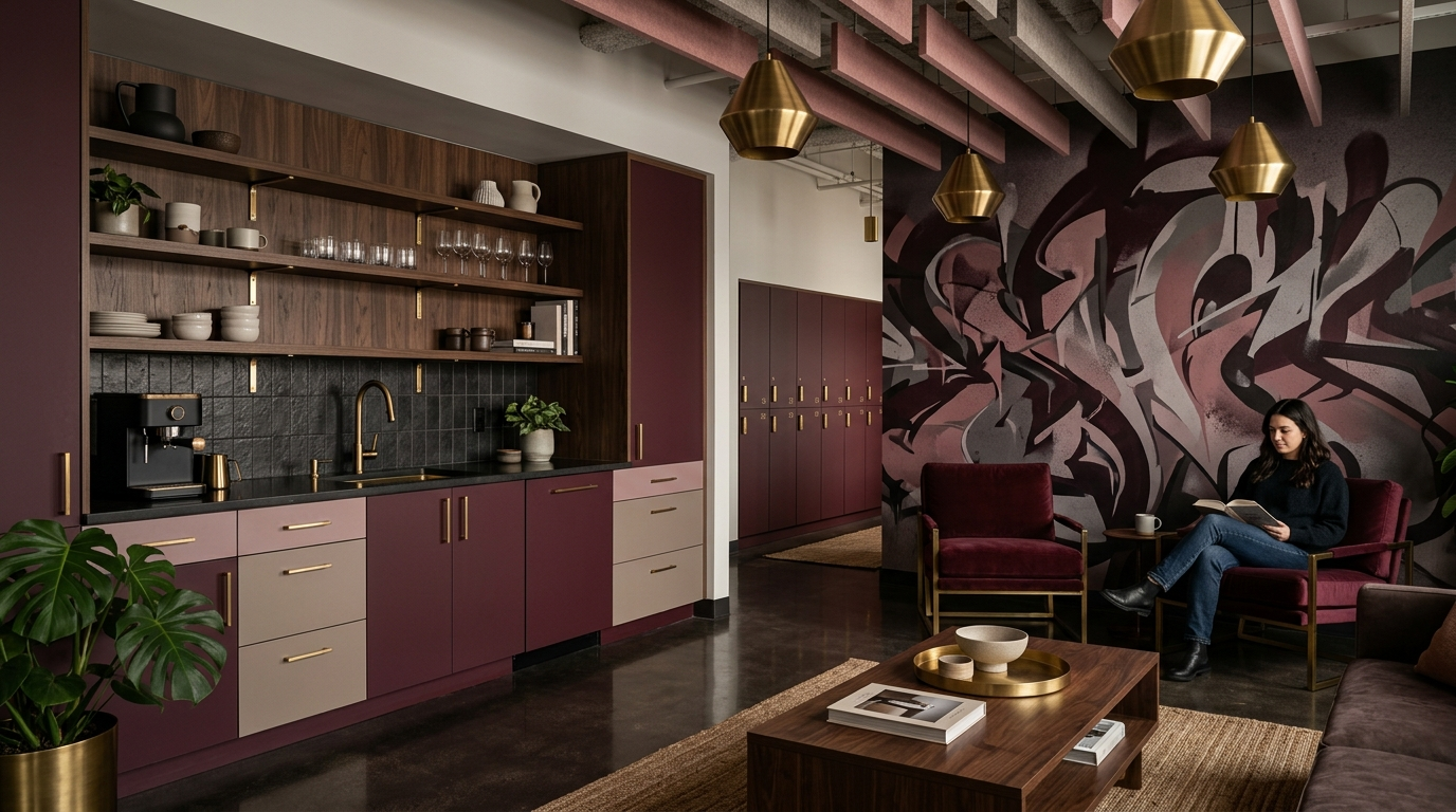 Joy Collection pantry palette pairing with mural backdrop